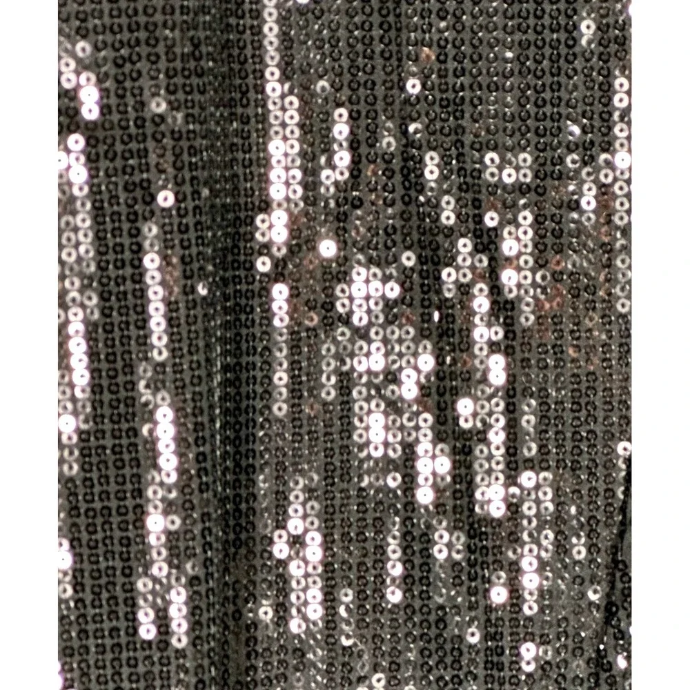Women's Sequin‎ Kimono Cardigan Black Open Front Short Sleeve Elegant Glam XL